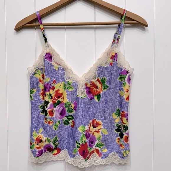 Victoria's Secret Tops - VTG Victoria's Secret Gold Label Satin Camisole Tank Top Cottagecore Floral